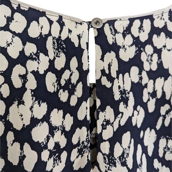 Sea New York Silk Blend Dress Navy Leopard Print Short Sleeve Drawstring, Size 6 - Picture 6 of 12